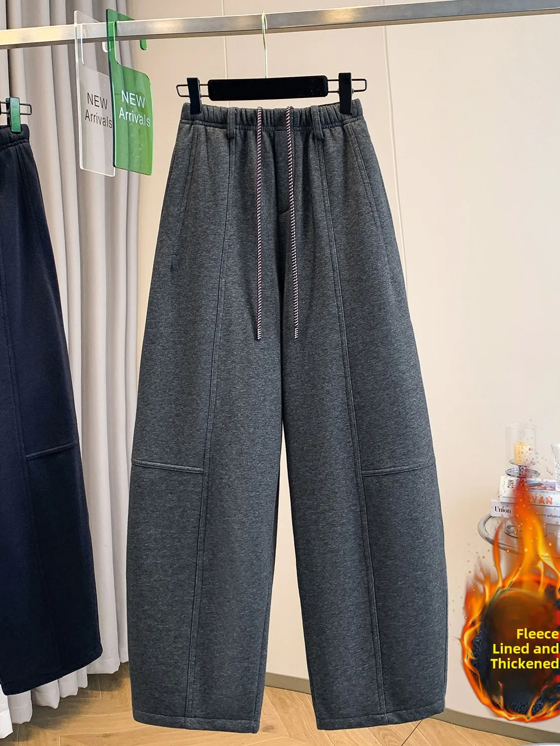 Modne spodnie dresowe z elastyczną talią i sznurkiem, plus size, damskie, jesienno-zimowe, ciepłe, wyszczuplające, uniwersalne.