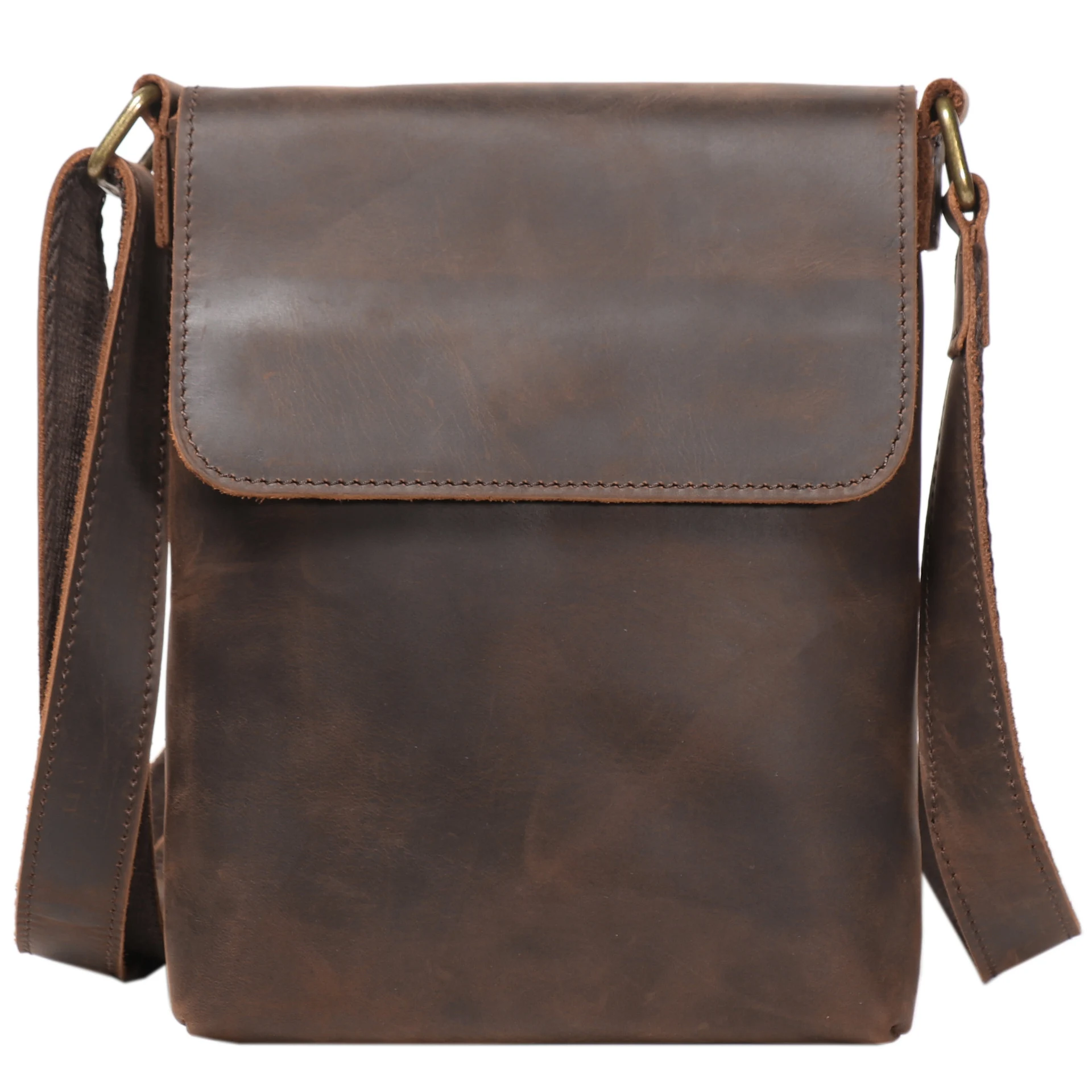 CFUN YA Men Genuine Leather Shoulder Bag Flap Front Adjustable Strap Multiple Model Choices for Daily Travel Work Storage Bag