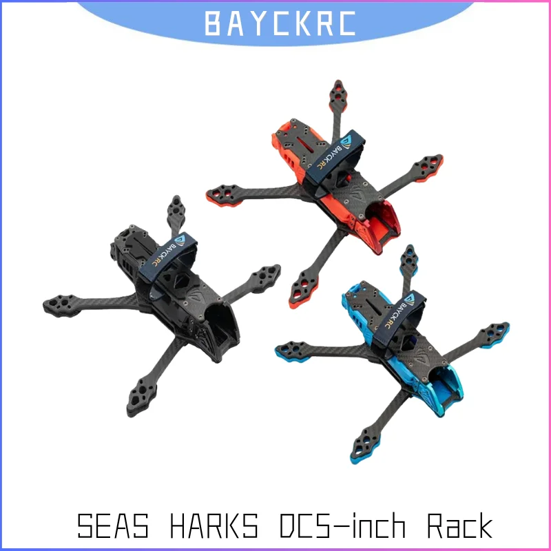 

BAYCKRC SEAS HARKS 5-дюймовая рама для дрона FPV — рычаги из углеродного волокна 6 мм, 5-дюймовая опора, совместимая с фристайл/гоночными дронами