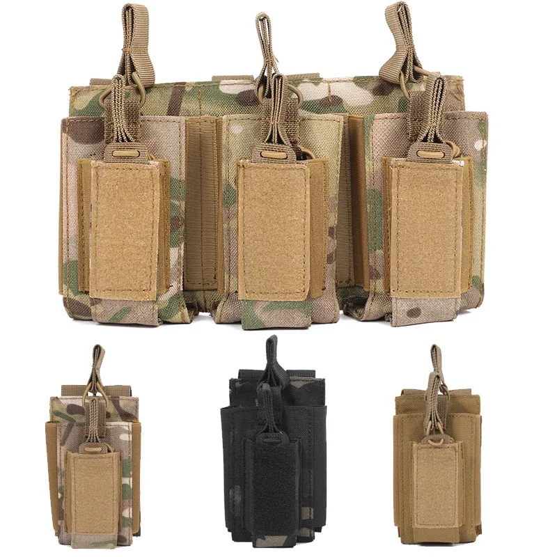 Tactical Magazine Pouch Single/Triple Molle Mag Pouch 2-Layer Cartridge Holder for AK M4 M14 M16 AR Bag