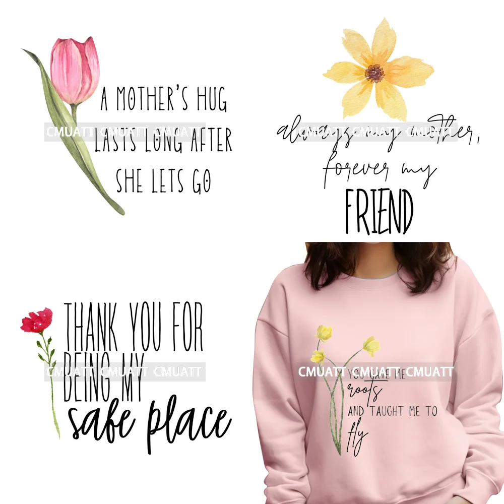 

Забавные цитаты для мам с цветочными мотивами: «Жизнь мамы», «Любовь», «Позитив». Термотрансферные наклейки DTF, пригодные для стирки, готовые к нанесению на одежду.