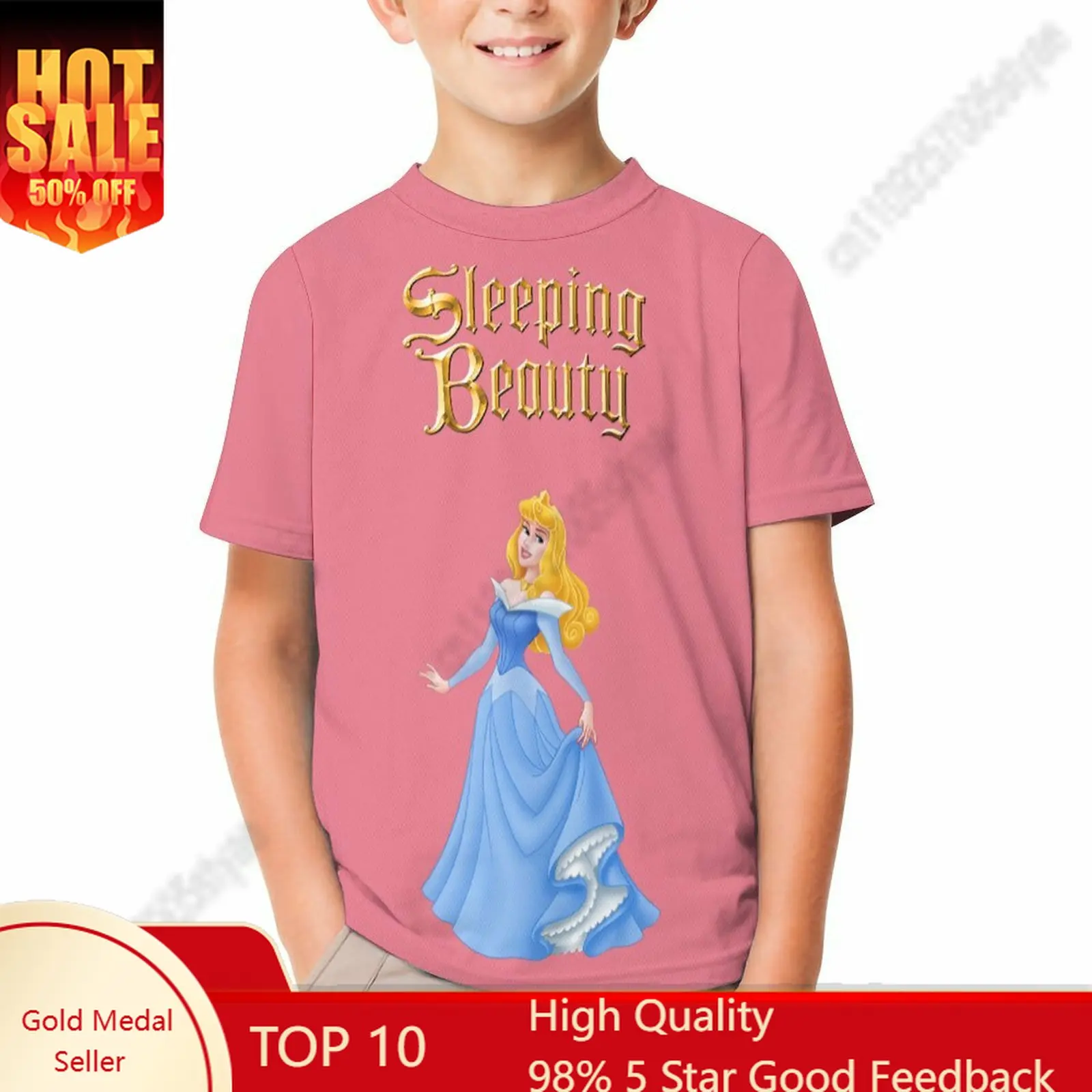 

Sleeping Beauty T Shirt Boy Girl Short Sleeve Print Fashionable Cute Casual Cotton TShirt Crew Neck Children Child Tee