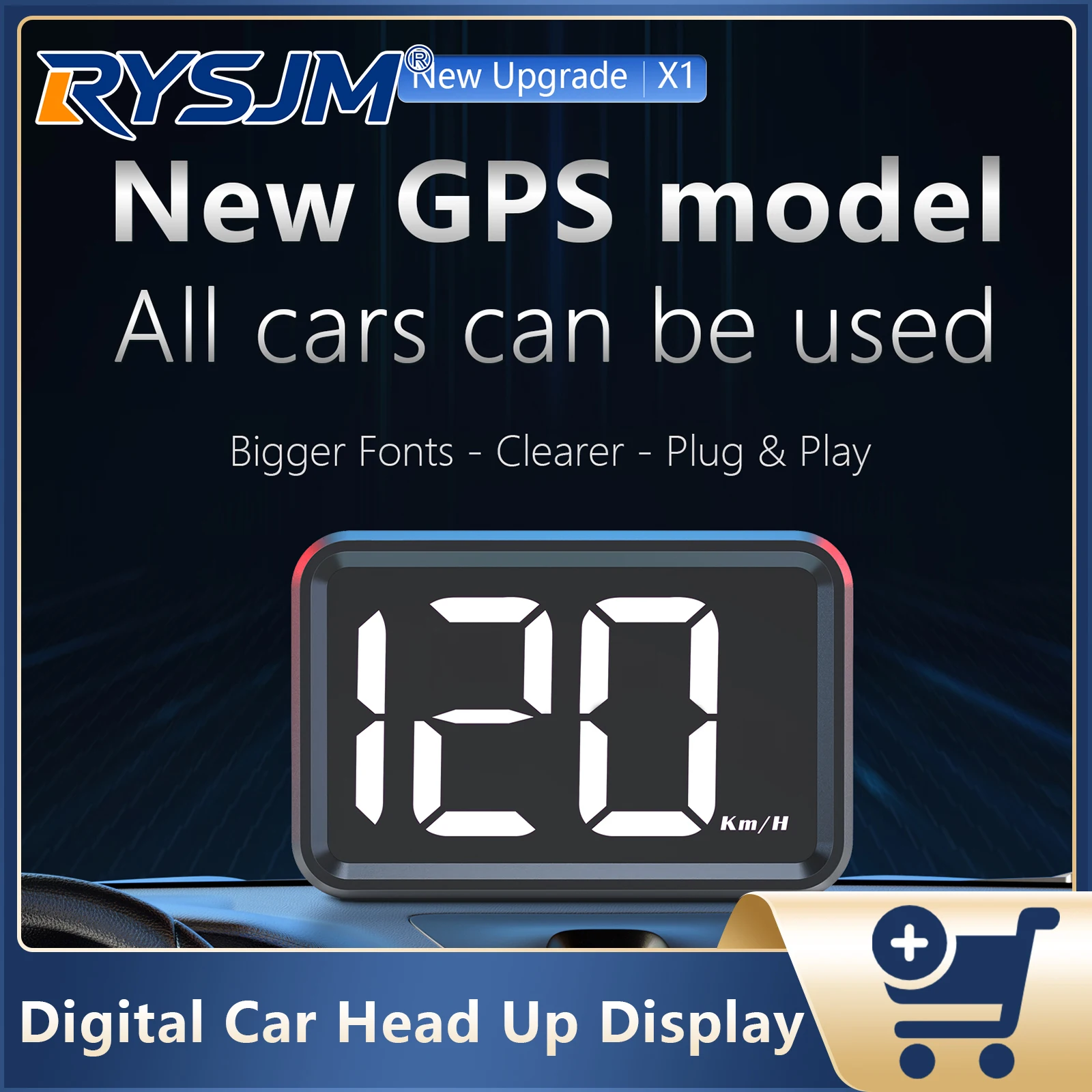 X1 GPS Car Head Up Display For HUD KMH Speedometer White/Green Light Speed Gauge For All Cars Auto Electronic Accessories