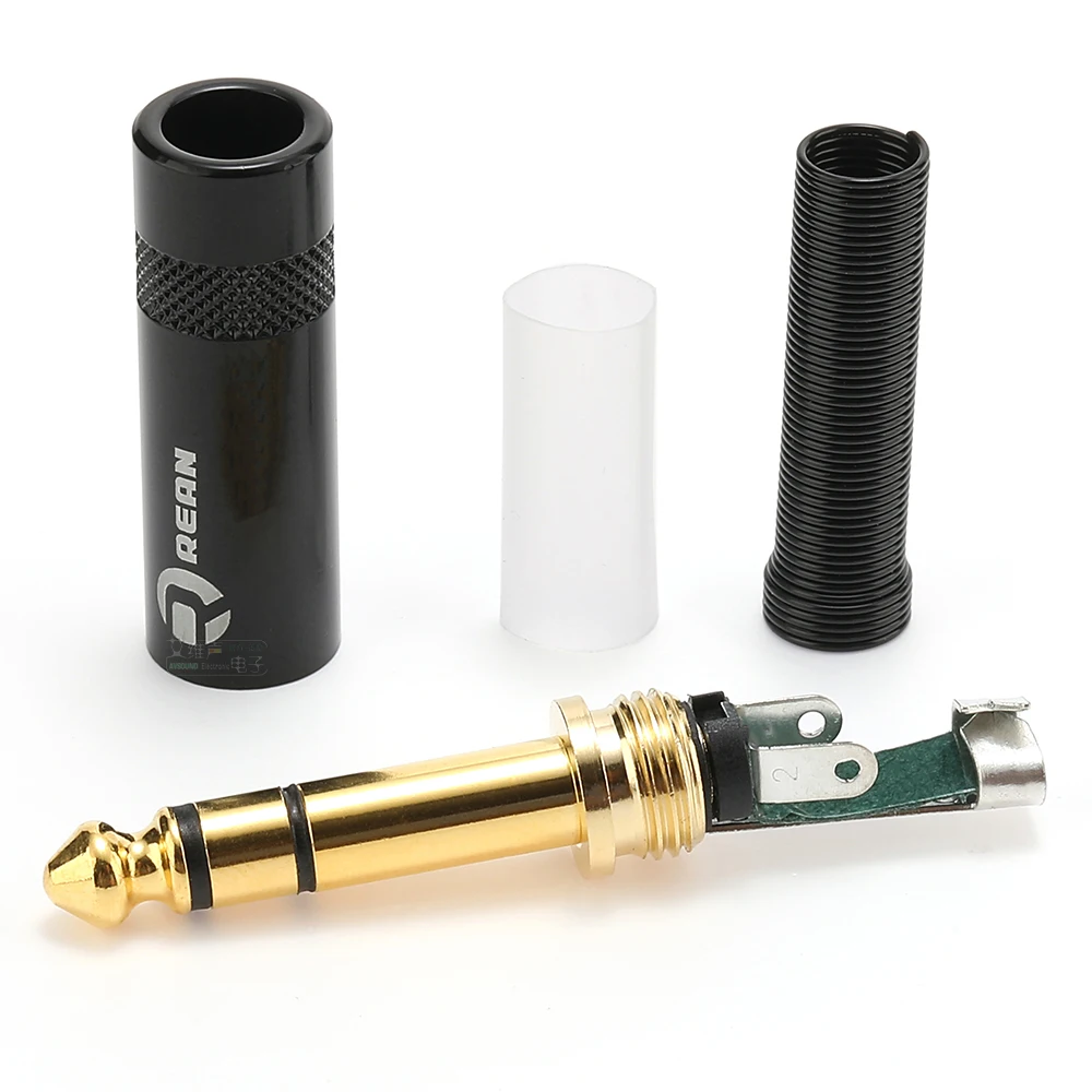 REAN 6,35mm TRS Stereo 3-Polig Vergoldeter 1/4'' TS Mono 2-Polig Stecker 6,5 Gerader Stecker für Instrumente, Gitarre, Bass, Mikrofon – Detail 12