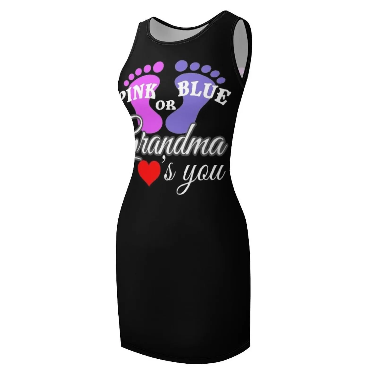 ピンクまたはブルーおばあちゃんはあなたを愛しています - ジェンダーリビールベビーシャワーTシャツノースリーブサンドレス女性用セクシーなドレス