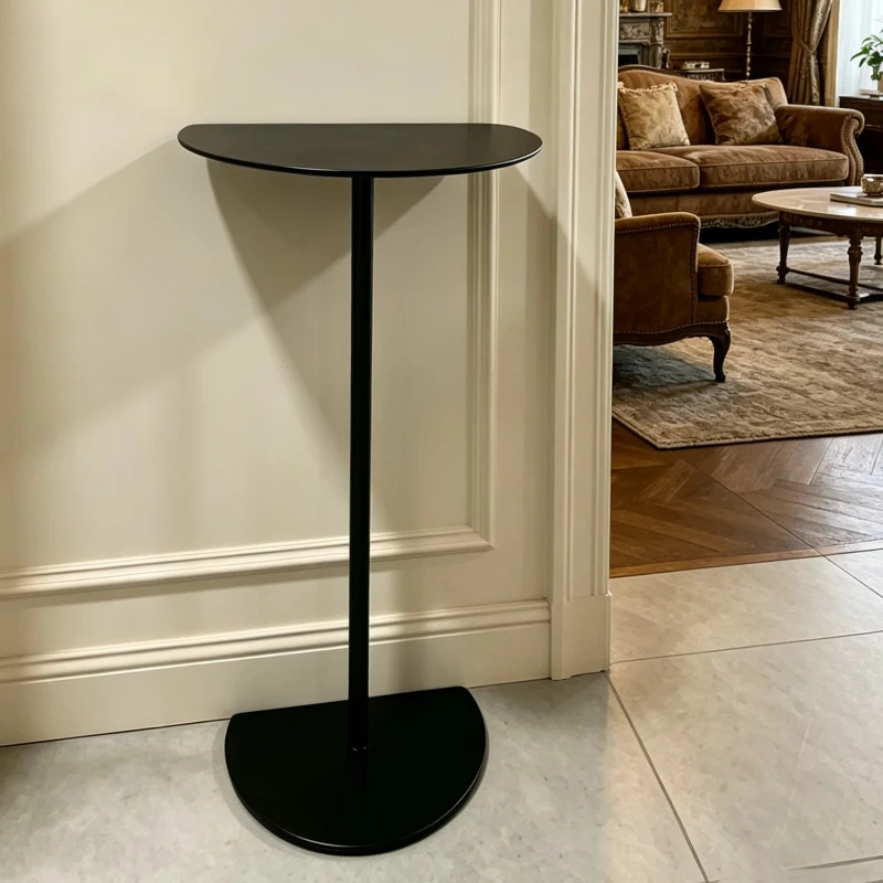 Modern SemiCircularSide Table, Metal Mobile End Table for Living Room Sofa Corner, Accent Organizer Rack for Entryway Home Decor image 4