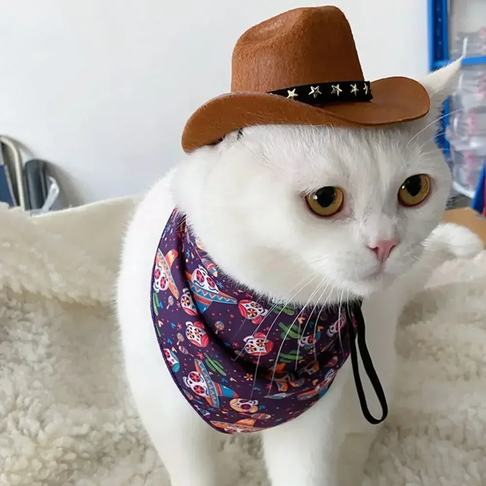 Sombrero británico para mascotas, sombrero de vaquero con estrella, ajustable, sombrero de copa, sombrero de gato, sombreros de Sol para perros