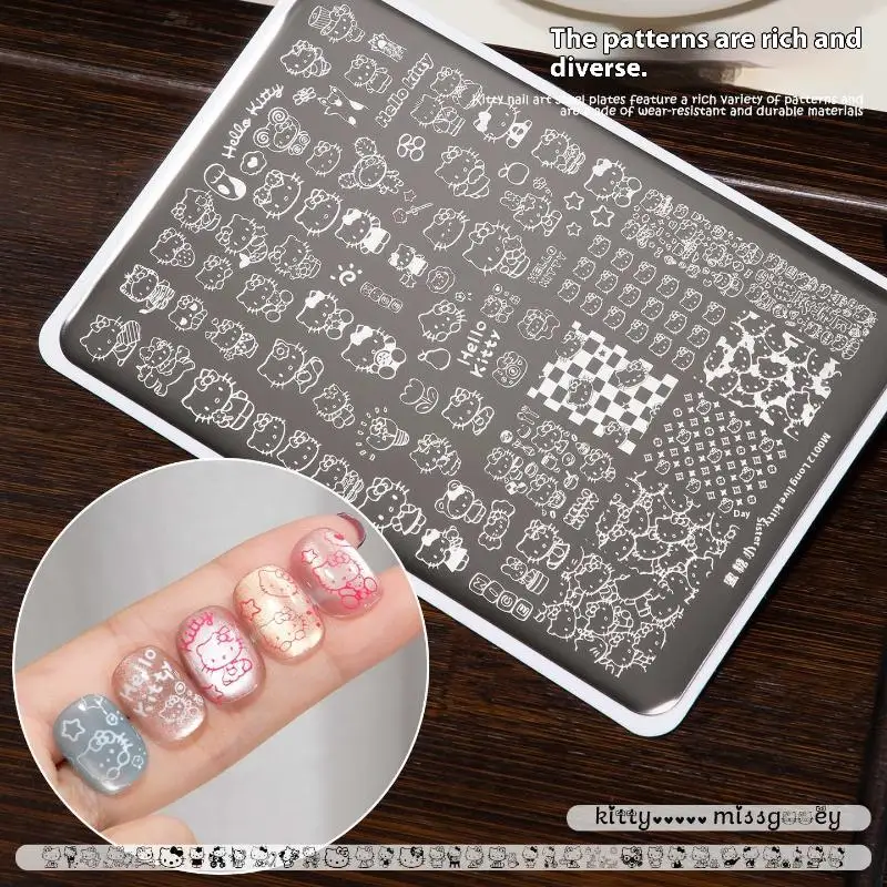 

1PC Cartoon Hello Kitty Nail Art Stamping Plate Sticker Japanese Style Kitty Cat Image Nail Printing Template DIY Manicure Tools