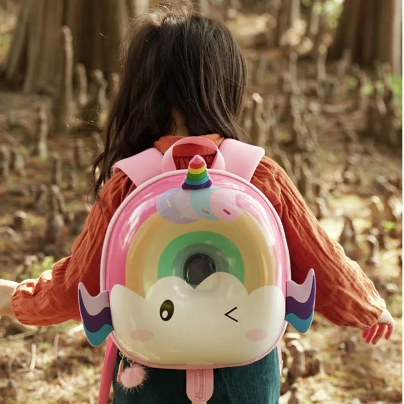 Kindergarten Backpack For Boys Girls Kids Birthday Gift Rainbow Doughnut Cartoon Animals Lovely Cute Children Anti Lost Bags