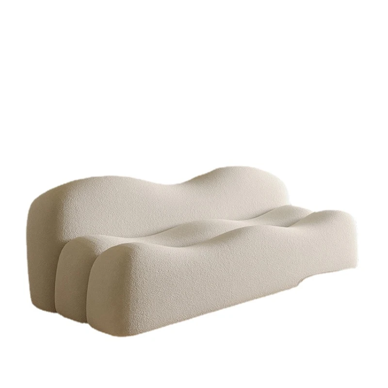 Hxl Cream Style Lambswool Wave Sofa Beauty Salon Clothing Store Shaped Sofa