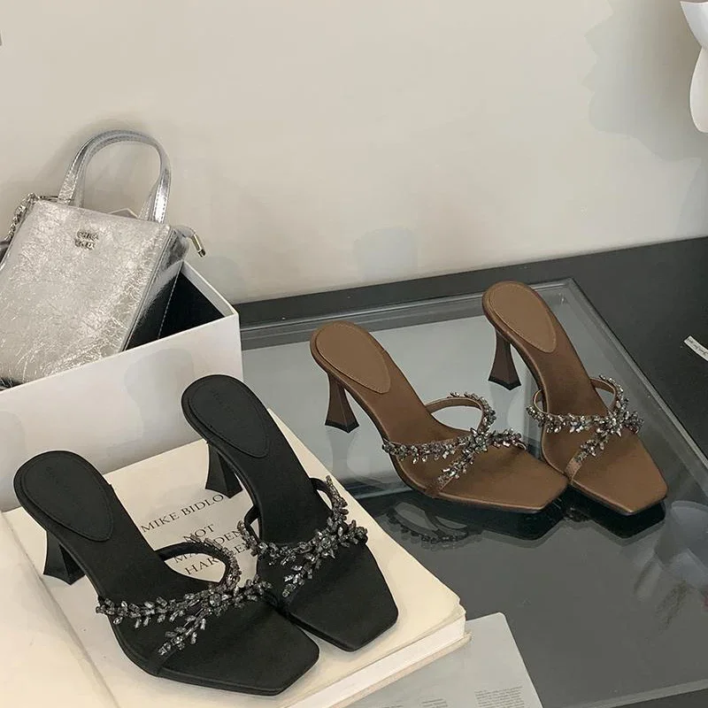 

Summer Fashion Slippers Shoes for Women Women's High Heels Crystal Open Toe Slides Elegant Evening Party Shoes Women's Sandals