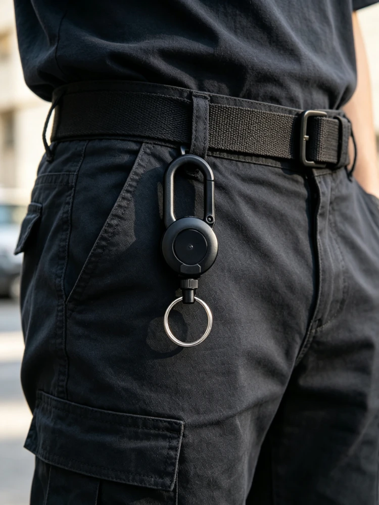 Retractable Badge Reel Macaron Candy Color Carabiner Fishing Buckle Backpack Hook Key Holder for Outdoor Camping Daily Carry
