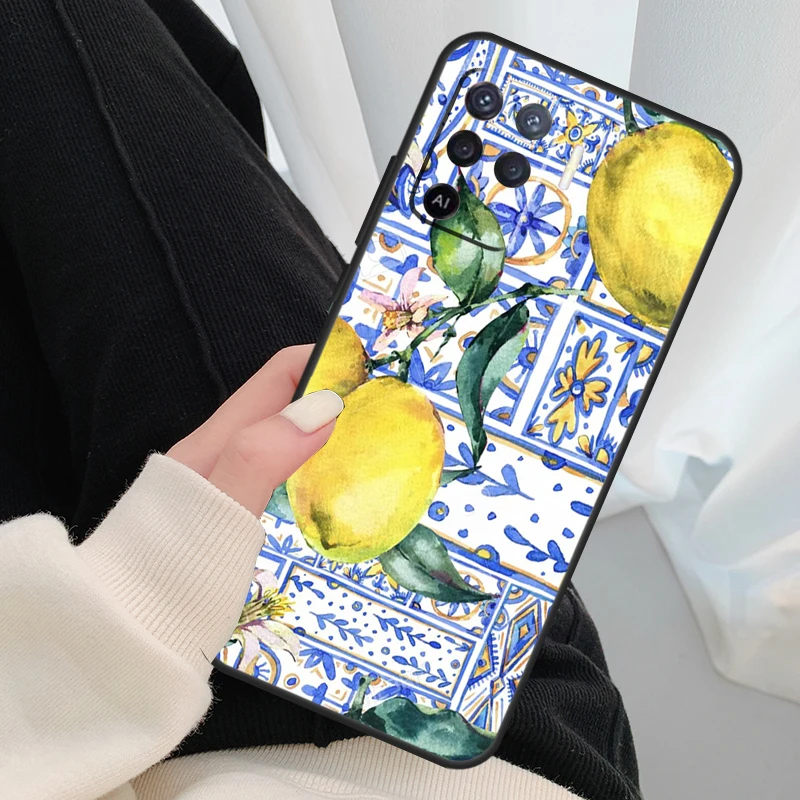 Mediterranean Lemon Phone Case For OPPO A5 A9 2020 A31 A53 A53S A1K A15 A16 A52 A72 A83 A91 A93 A54 A74 A94