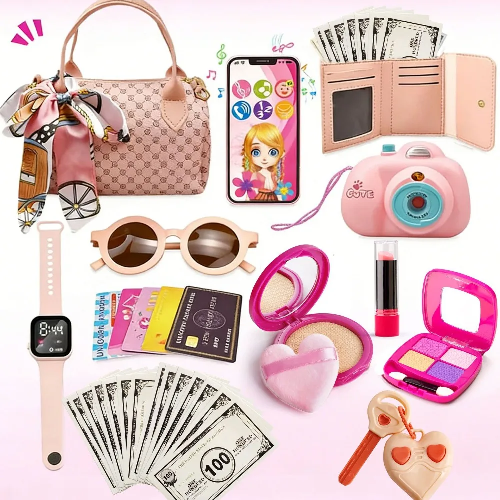 子供向けメイクアップコスメ、カメラ、おもちゃの携帯電話、コインケース、女の子向けロールプレイ用ハンドバッグ、ギフトセット