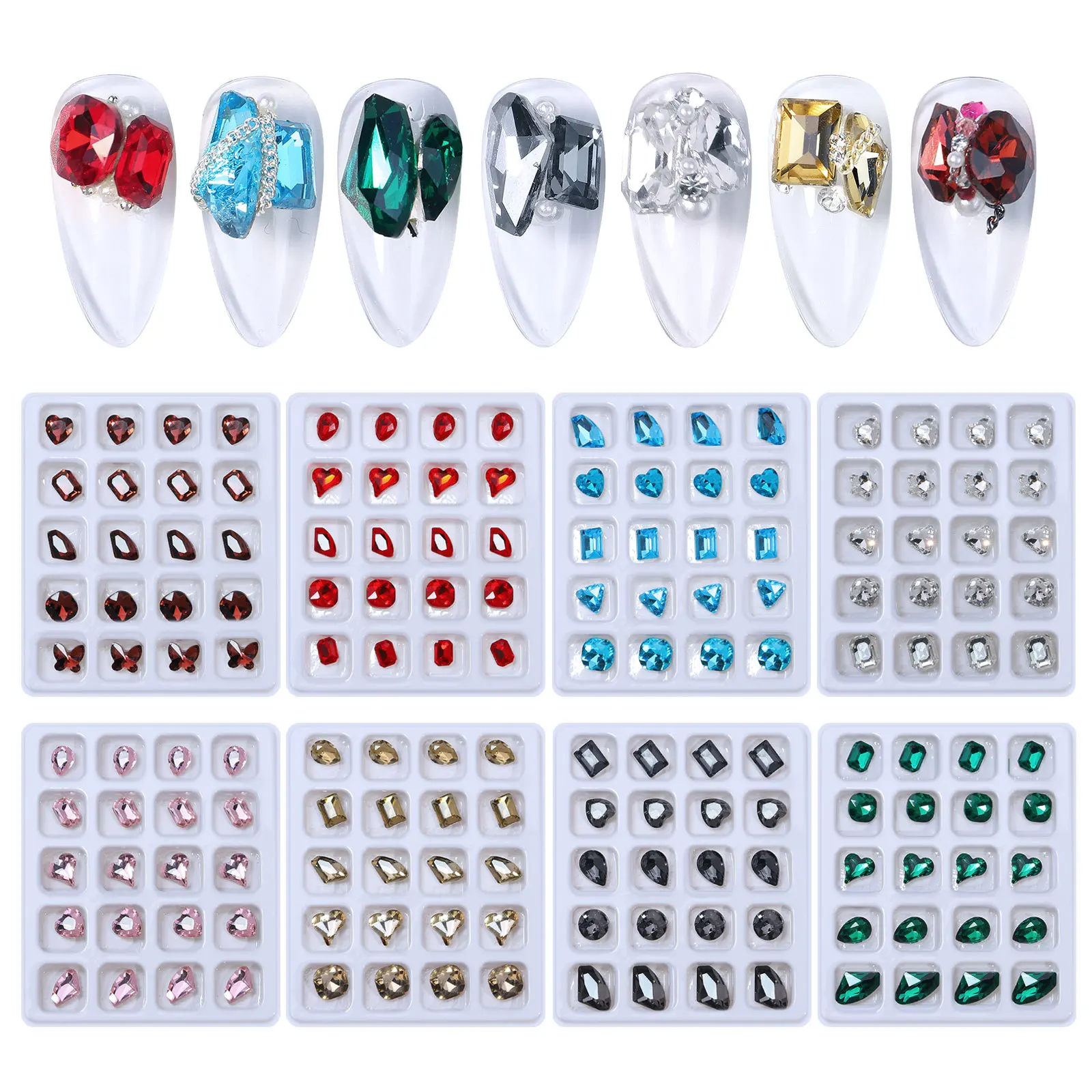 Hotsale mix shape  nail rhinestones  NAIL Crystal  diamond  glass diamond