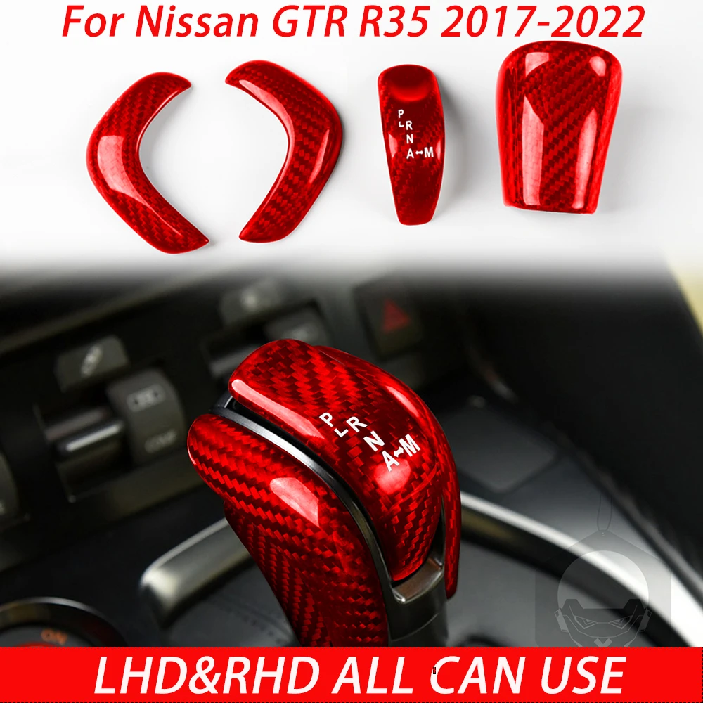For Nissan GTR R35 2017 2018 2019 2020 2021 2022 Carbon Fiber Shift Knob Sets Car Interior Modifications Decorations Accessories
