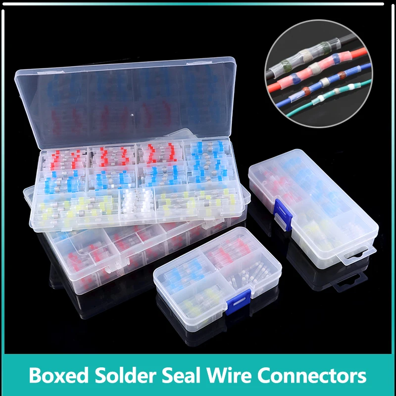 

50~500pcs Boxed Solder Seal Wire Connector 3:1 Heat Shrink Sealed Insulated Butt Splice Terminal Waterproof Butt Connectors Kit