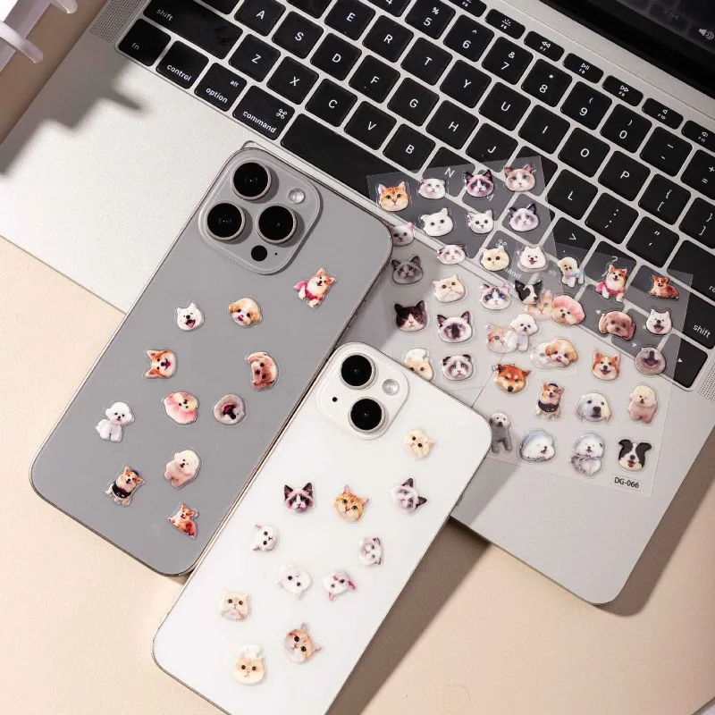 Cute Cartoon Animal Cat Dog Glue Sticker Handbook DIY Decorative Material Handbook Jelly Sticker