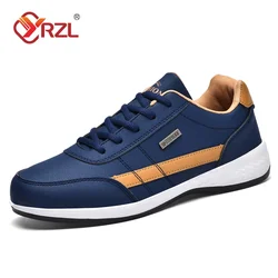YRZL Scarpe da uomo Primavera Autunno Scarpe da ginnastica da passeggio impermeabili Scarpe sportive da uomo in pelle per il tempo libero Calzature antiscivolo da tennis per uomo