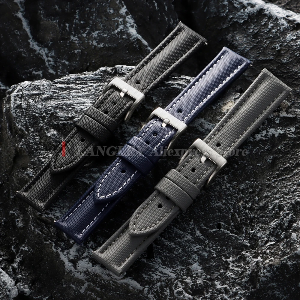 Genuine Sailcloth Watch Band Premium Strap Waterproof Nylon Quick Release Bracelet 18mm 19mm 20mm 21mm 22mm Men Sport Wristbelts