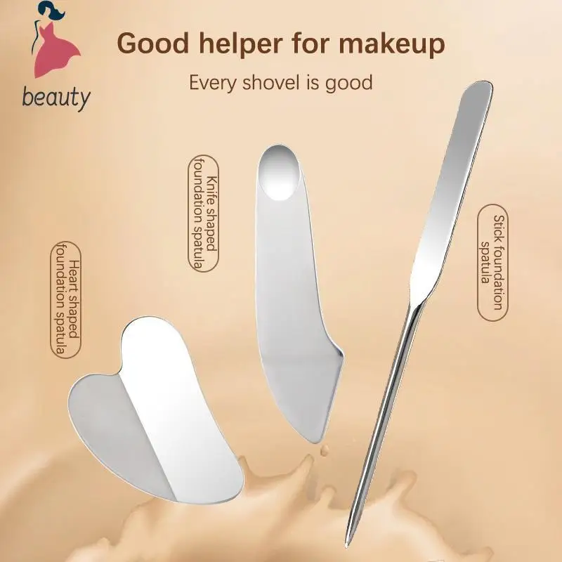 Stainless Steel Foundation Spatula Mask And Eye Cream Spoons Multi-Functional Facial Scraping Metal Beauty & Skin Care Tools Set