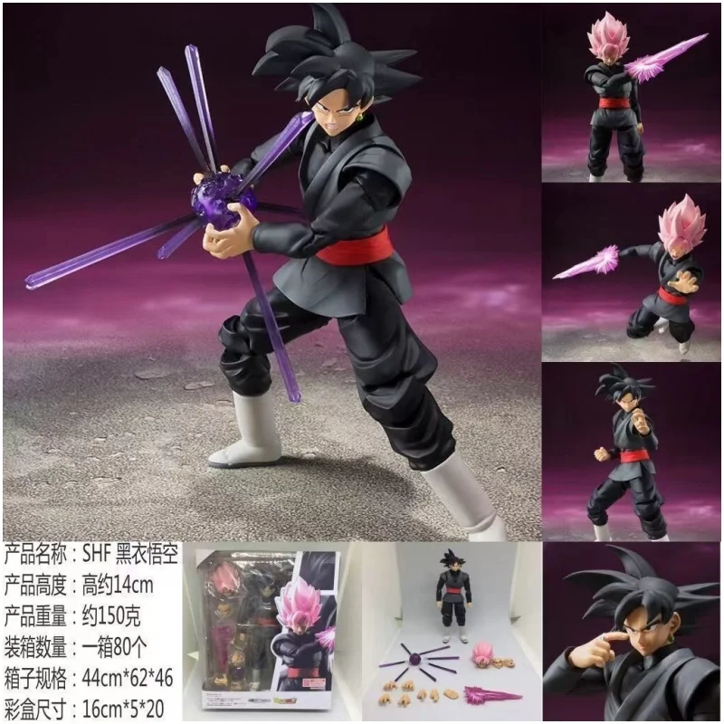 14cm Dragon Ball Black Goku Zamasu Action Figure  Super Saiyan Movie Version Dbz Anime Model With Multiple Accessories Toys Gift