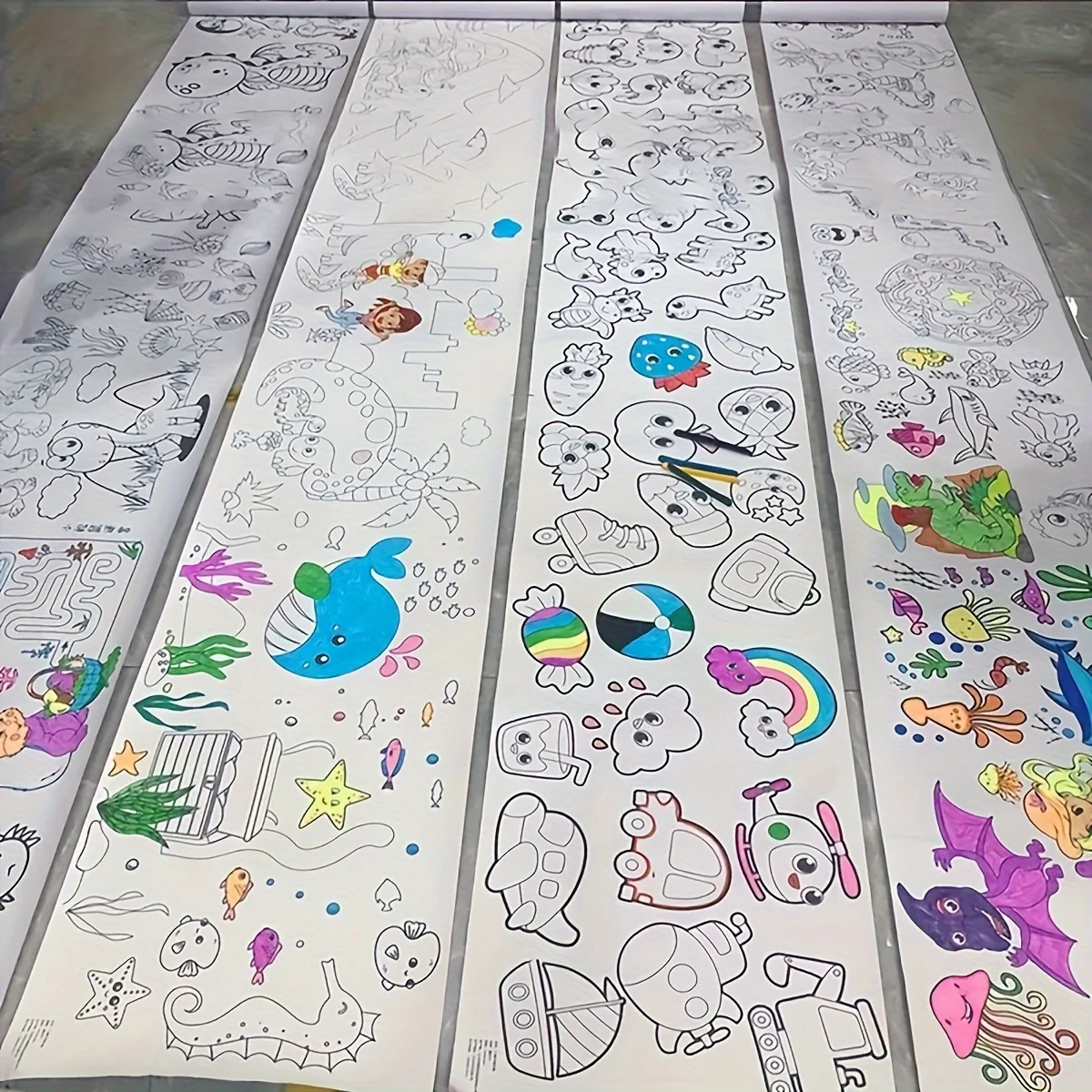 6/5PCS กระดาษ Graffiti ยาวพิเศษภาพวาดกระดาษ Graffiti scrolls สามารถตัดพอดีผ้าใบระบายสีภาพวาดสี