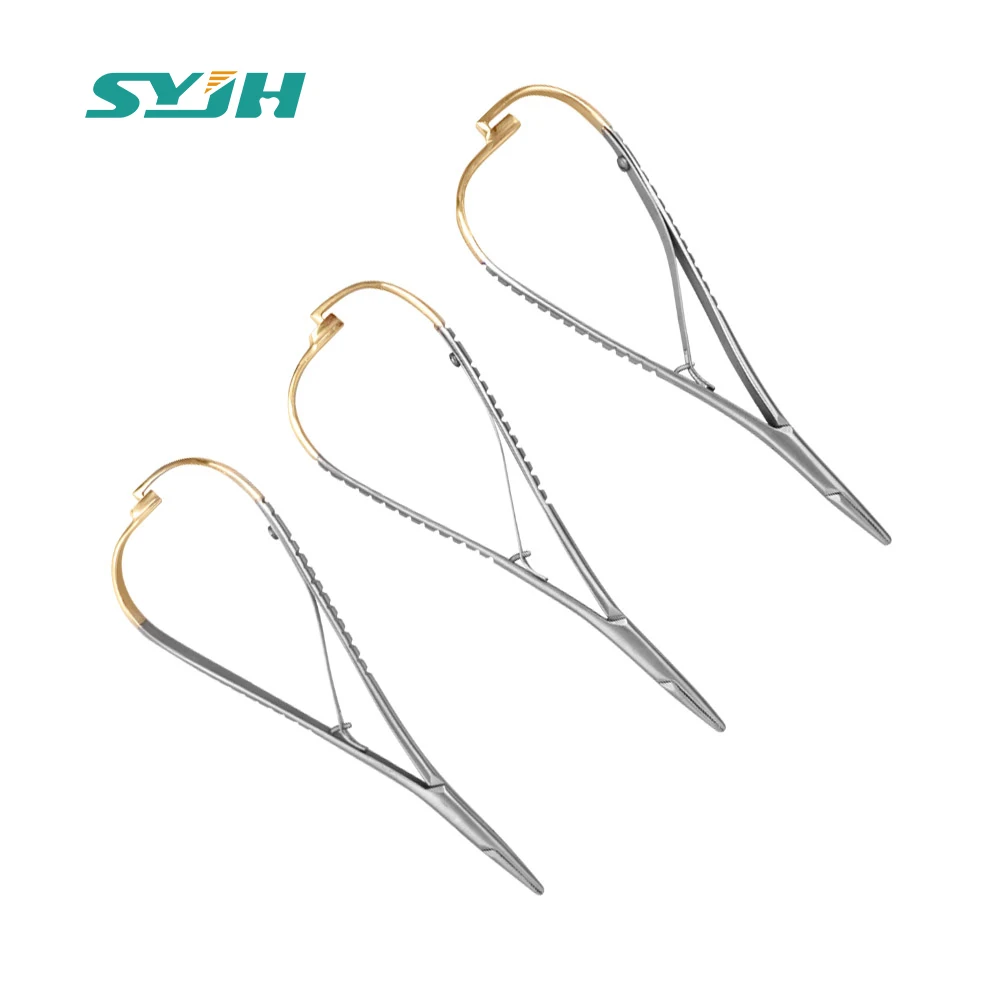 

1 Pcs Dental Needle Holder Tweezers Stainless Steel Gold Plated Handle Orthodontic Forcep Surgical Instrument Dentistry Tools