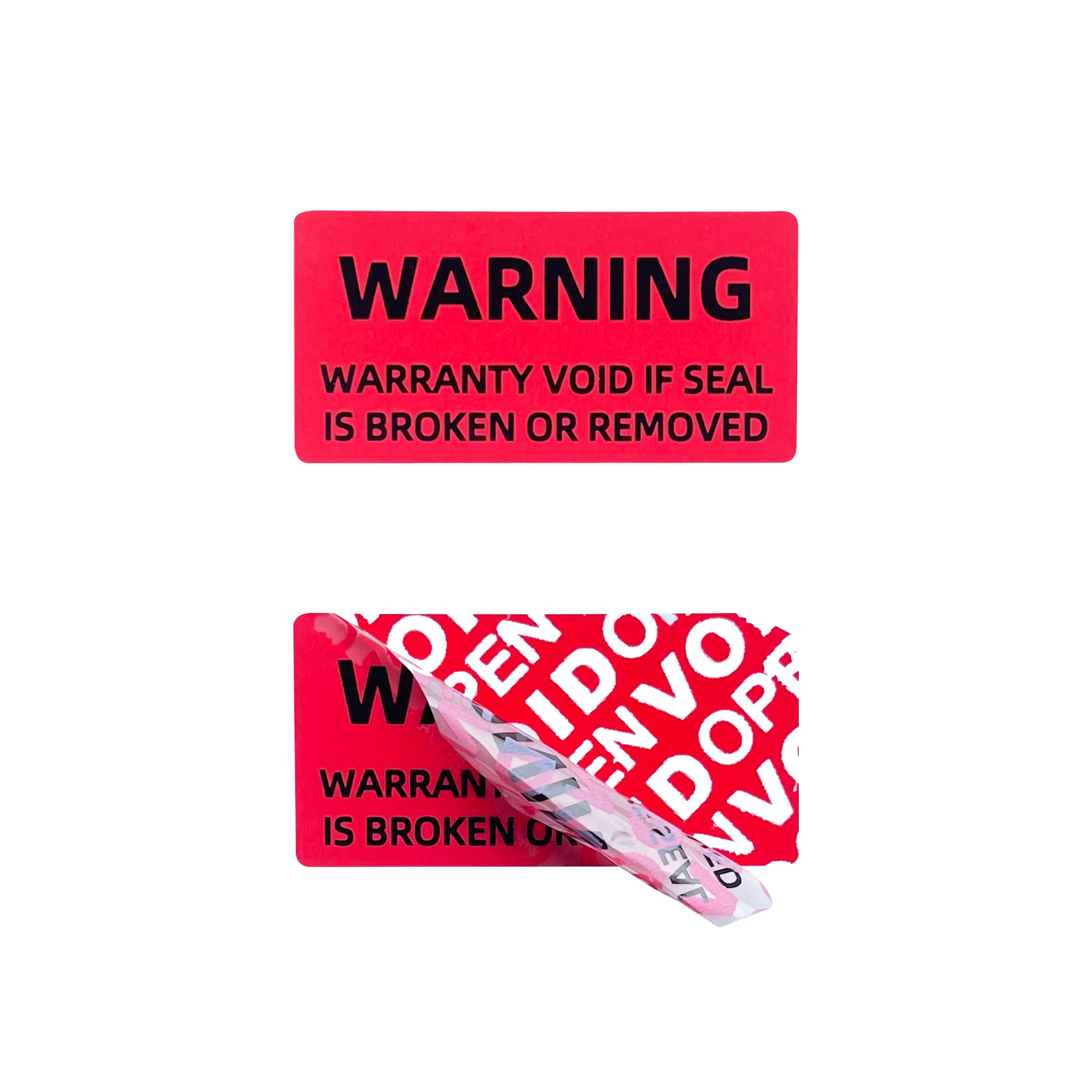 100pcs printed security seal Tampering obvious warranty invalid label Red Self-adhesive seal 40mm X 20mm customizable logo