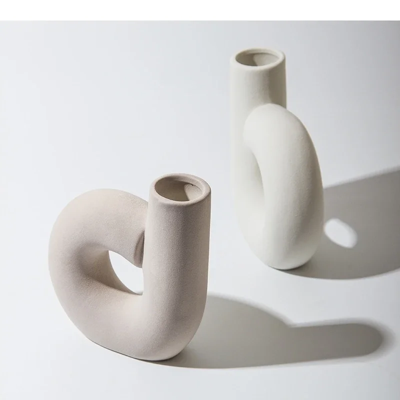 Simplicity Twist Ceramic Vase Artificial Flowers Decorative Flower Arrangement Living Room Decoration Desktop Floral Vases