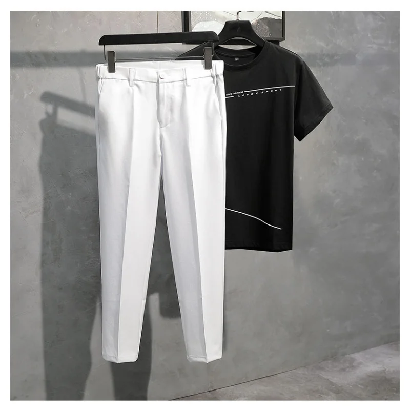 Fashionable straight tube loose small suit pants for men's summer thin and versatile drape elastic casual business pants