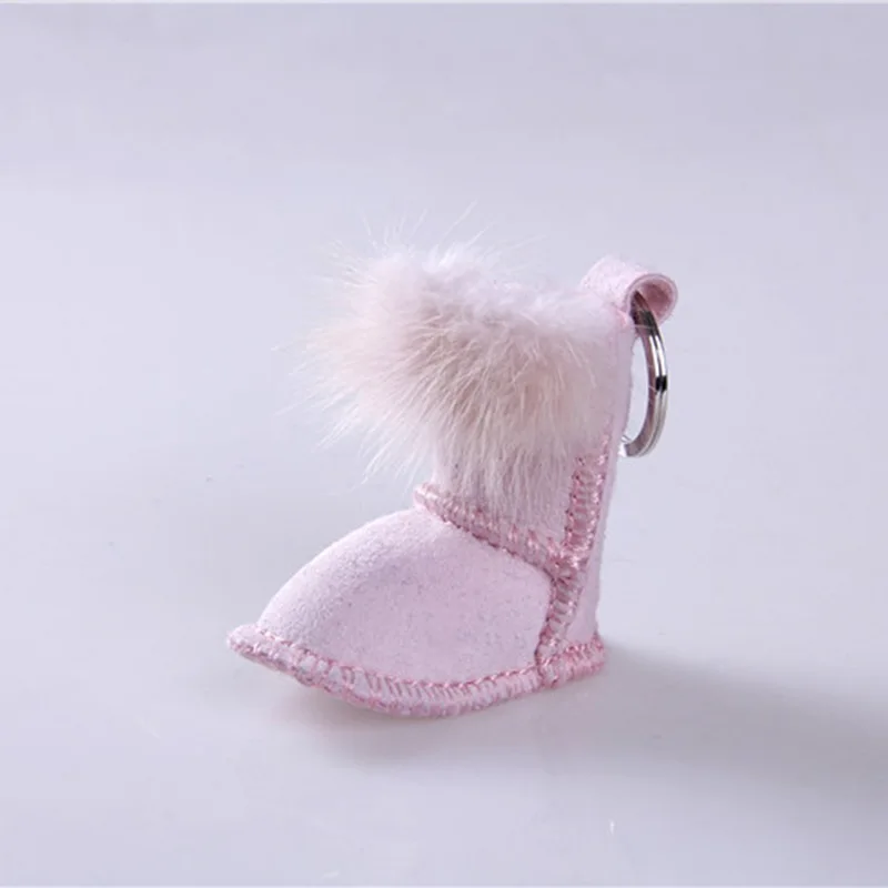 20 pcs Wholesale Price  Cute Real Shearling Lamb Goat Fur Keychain Doll Bag Charm With Key Ring Boot Pendant Accessories