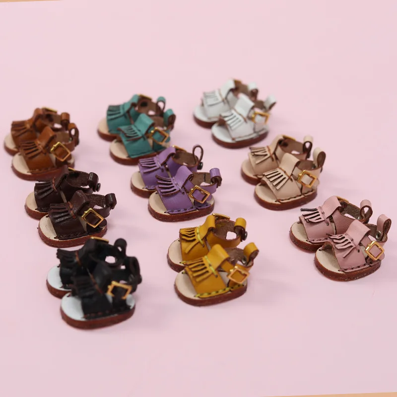 New Ob11 Doll Shoes Holala Handmade Sandals Nendoroids Dolls Cowhide Shoes For Clay Doll Obitsu11,Body9, Gsc, Ddf, 1/12bjd Doll