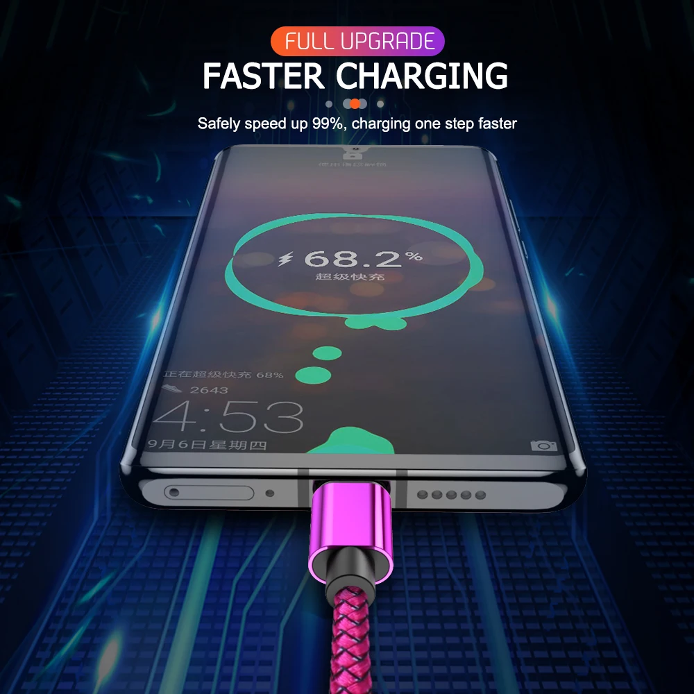 Fast Charging USB Type C Cable for Samsung Galaxy S23 Xiaomi Redmi OnePlus Mobile Phone USB C Charger Data Cord Long Wire 2m 3m