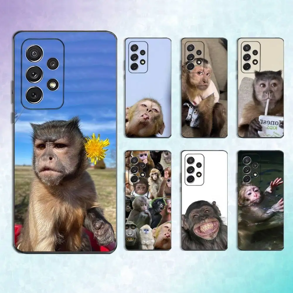 

Caprisun Monkey Sipping Phone Case For Samsung S25,S24,S23,S22,S21,S20,S10,Ultra,Plus,Lite,FE,Soft Silicone Black Cover