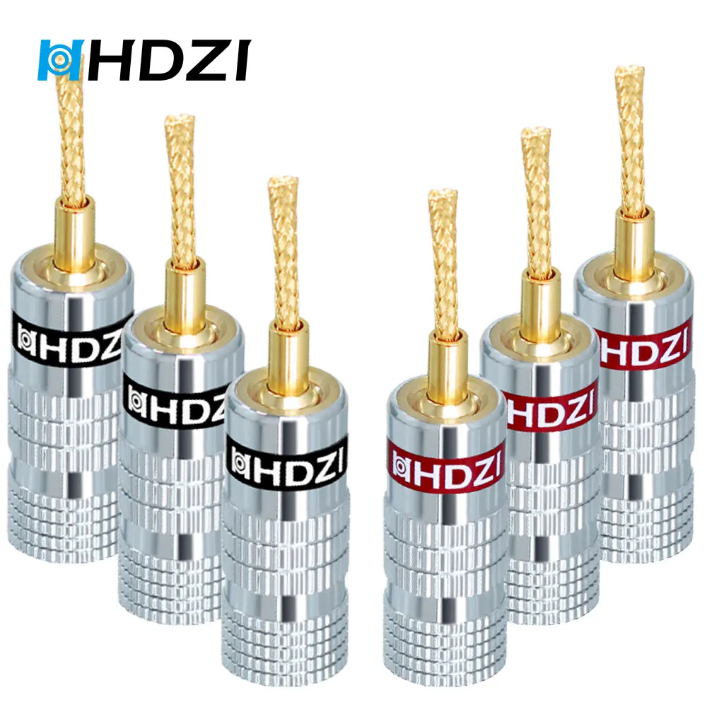 

HHDZI 4MM Flex Pin Banana Plugs Braided Wire Speaker Banana Plugs Adapter for Speaker Wires, Sound Systems, Video Receivers-6PCS