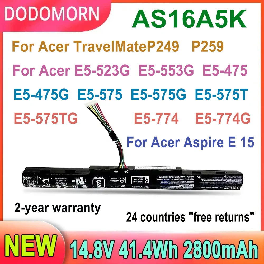 DODOMORN Аккумулятор для ноутбука Acer Aspire E15 E5-523G E5-553G E5-475 E-475G E5-575 E5-575G E5-575T E5-774 Series 41.4Wh DODOMORN Аккумулятор для ноутбука Acer Aspire E15 E5-523G E5-553G E5-475 E-475G E5-575 E5-575G E5-575T E5-774 Series 41.4Wh