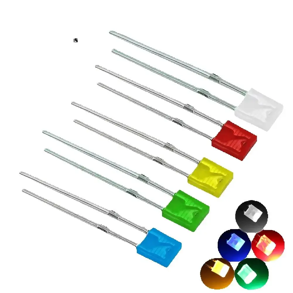 100PCS/lot Super Bright 2x5x7 Square 5-Color Short-LEG Light-Emitting Diode LED In-Line Lamp Beads