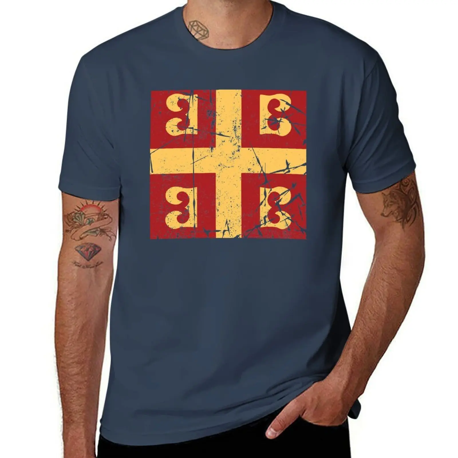 Roman Eastern Empire Flag Byzantine T-Shirt Basic Solid Color Short Sleeve T-Shirt