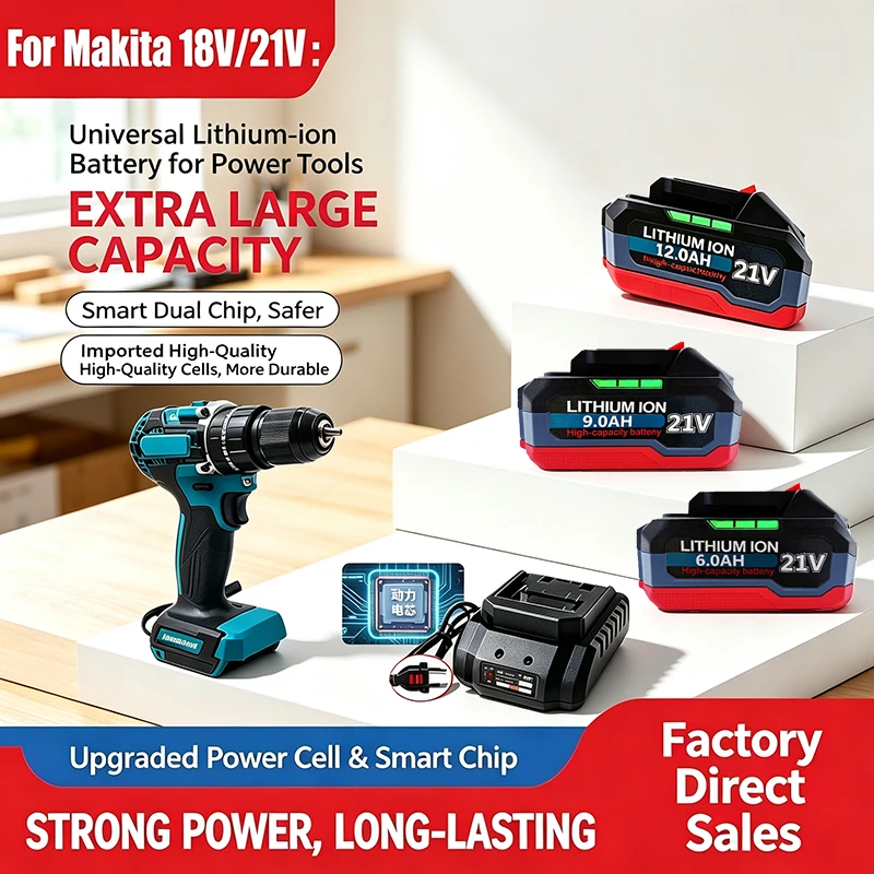 For Makita 18V /21V 6.0AH-12.0AH Battery Power Tools Li-ion Replacement LXT BL1850BL1840 for DDF487 Screwdriver Drill