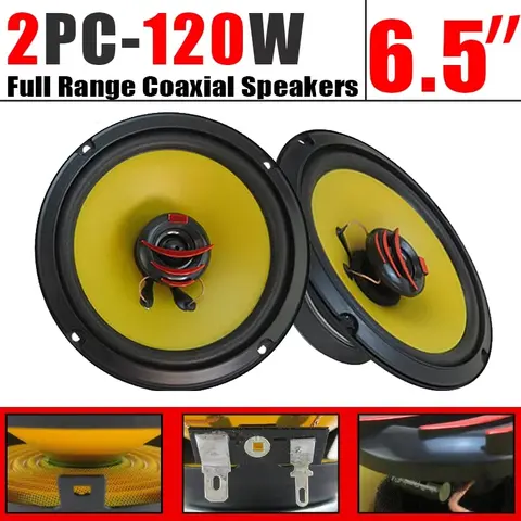 2PCS 6.5인치 120W 동축 오디오 카 스피커 범용 카 스피커 세트 HiFi 카 오디오 컴포넌트 스피커 시스템 스테레오 스피커
