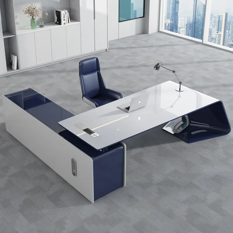Boss table, paint, president table, simple personality, white atmosphere, large class desk, office boss desk