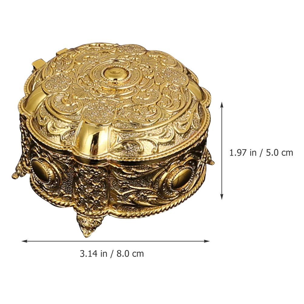 

Aluminum Alloy Jewelry Box Small Vintage Trinket Organizer Exquisite Chic Pattern Decorative Storage Case Gift