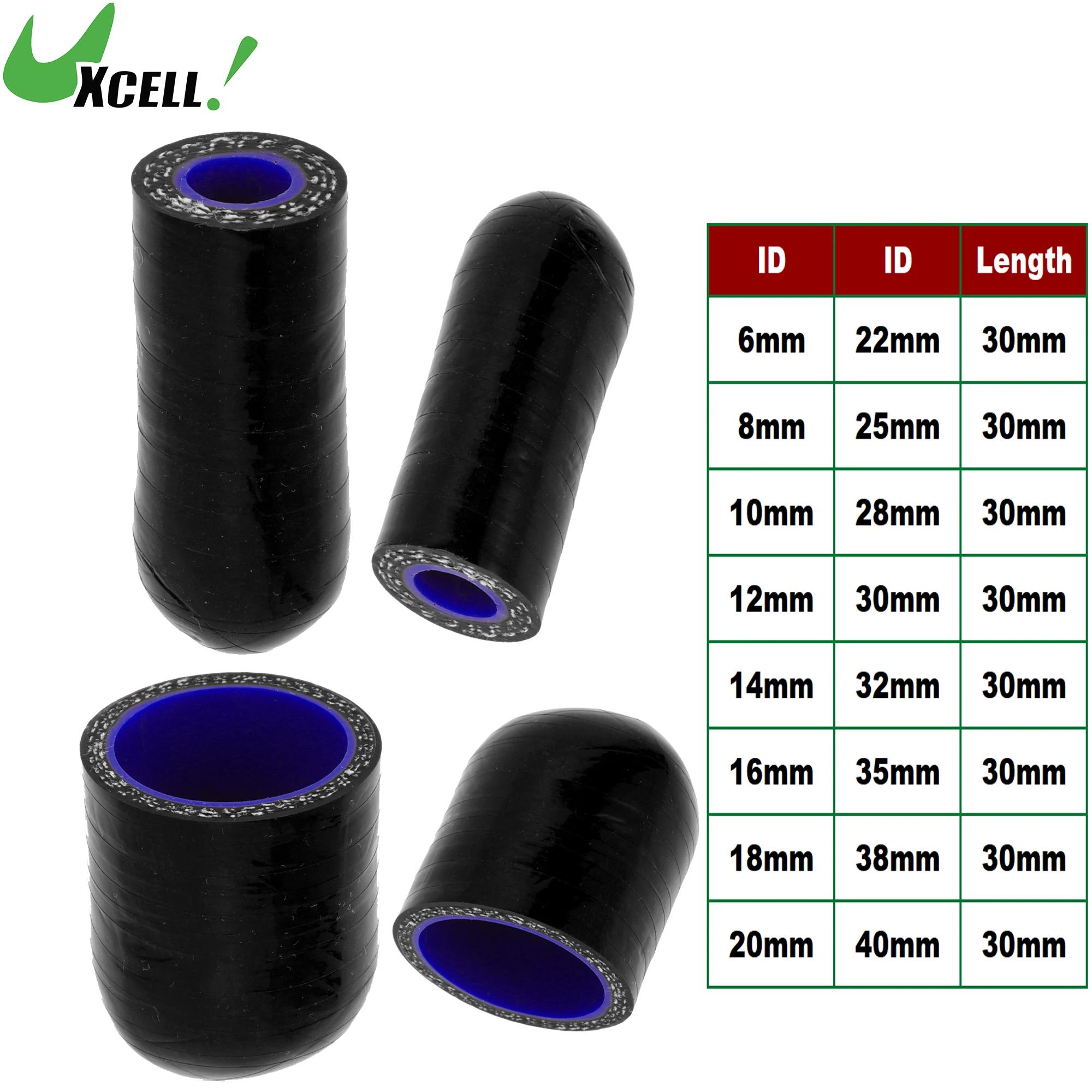 UXCELL 30mm Uzunluk 6/8/10/12/14/16/18/22/28/32/40 MM KIMLIK Araba Silikon Kauçuk Hortum Uç Kapağı Silikon Takviyeli Körleme Kapağı