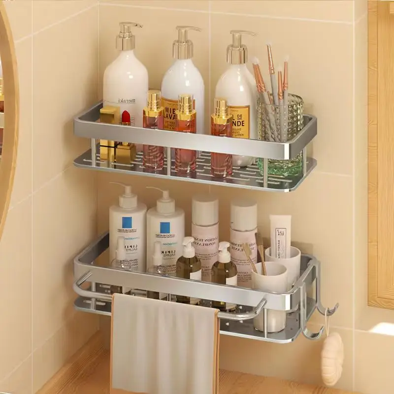 

Combination Aluminum Alloy Black Shower Caddy Shampoo Storage Bathroom Organizers Corner Shelf