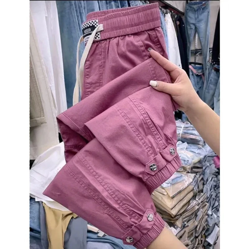 

Summer The New Casual Pants Women Loose Slim The High Waist Versatile Trousers Are Radish Pants Female Bundle Foot Harem Pants