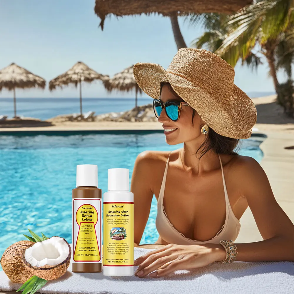 Bronce antes y después de las castañas loción marrón de larga duración loción bronceada textura potenciador bronceado maquillaje de coco resistente al agua