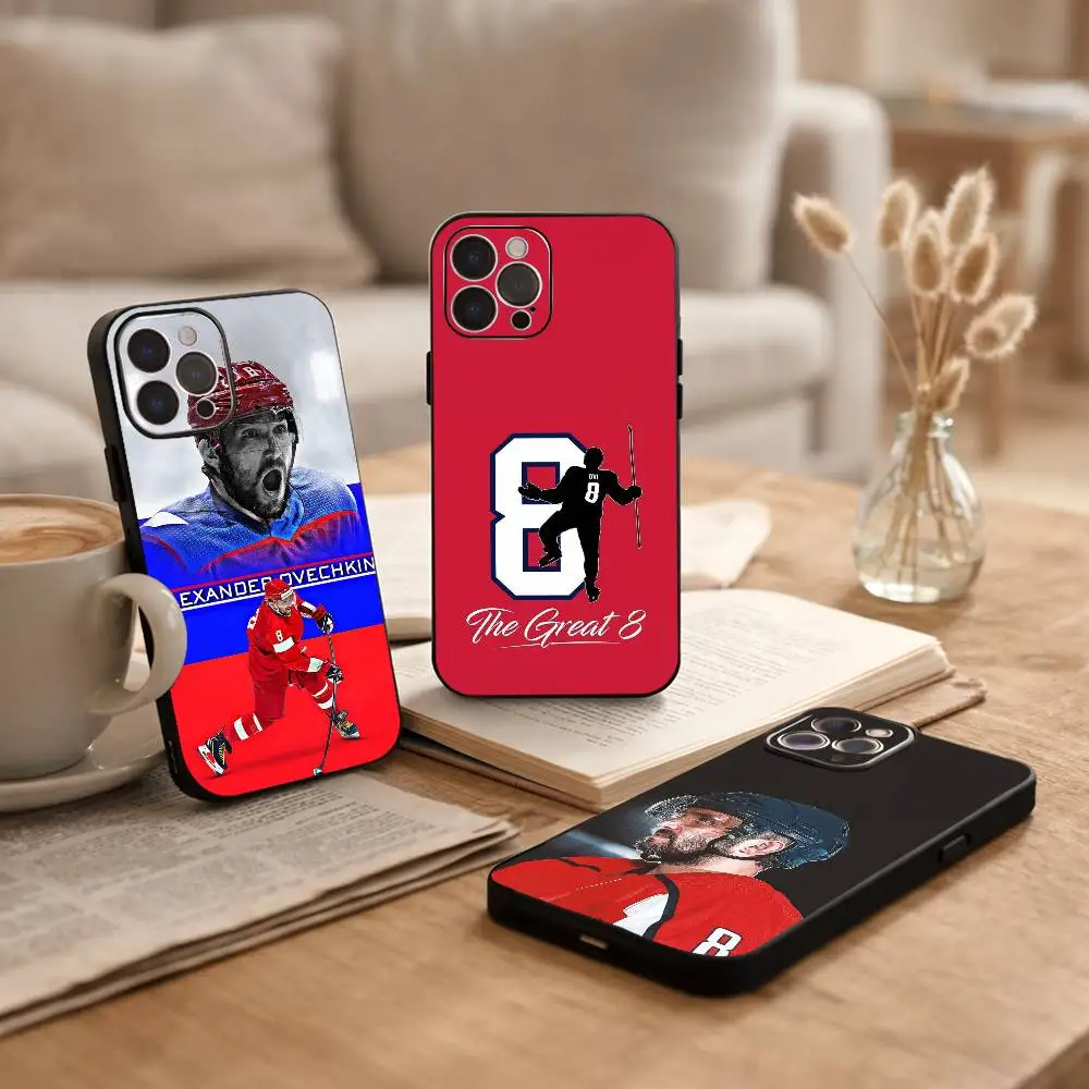 

H-Hockey P-Player A-Alex Ovechkin Phone Case For iPhone17 16 15 14 13 12 11 Pro Max Plus,5G Soft Black Case