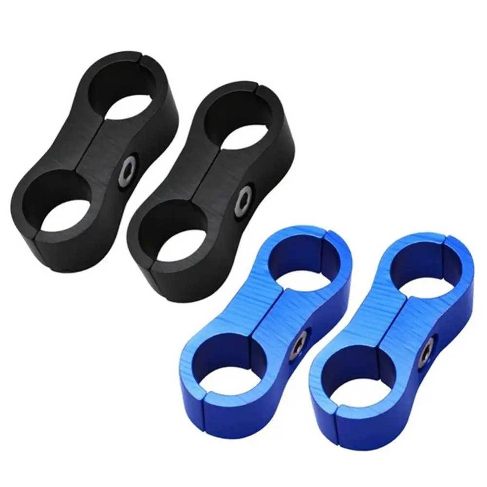 1Pc Car 2-Hole Braided Hose Separator Clamp Waterproof Wearproof Durable Aluminium Alloy Oil Line Clip Fitting Bracket Adapter