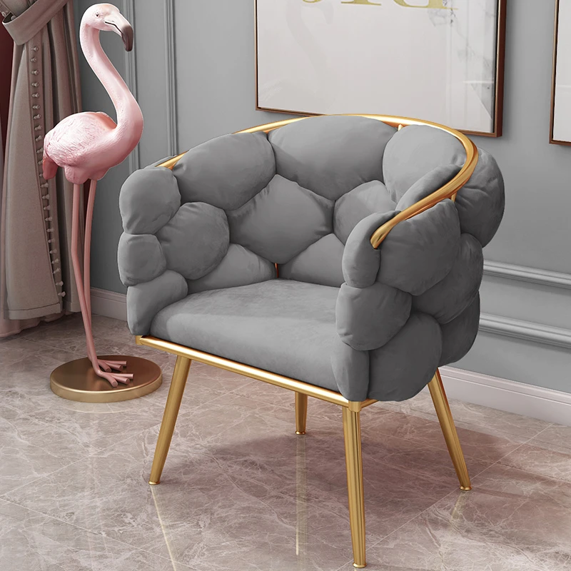 INS puffs velvet armchair Nordic luxury dining chairs makeup backrest soft stool Cofe waiting bubble chair design Home furniture